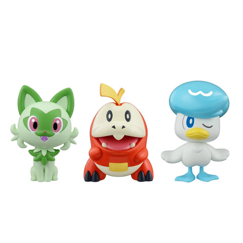 Bandai Spirits Pokemon Plamo Collection Quick!! 18+19+20, Sprigatito, Quaxly & Fuecoco Set, Color-Coded Plastic Model