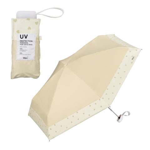 【2025】Wpc. Sun Umbrella, Light Blocking Patchwork Tiny (Limited Color) Heart Beige (≪100% Light Blocking Rate/100% UV Protection Rate/UPF 50+/Heat Insulation/For Both Sunny and Rainy Weather≫