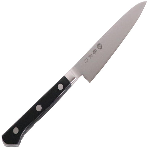 후지토라사쿠 페티 나이프 120mm, 일본산, 코발트 합금강, 양날 모양, 과일 및 채소의 껍질 벗기기 및 장식 절단에 적합, 육류 및 생선 요리용 다용도 나이프, 인터럽트 베이스가 있는 후지토라사쿠 DP 코발트 합금 스틸 FU-801