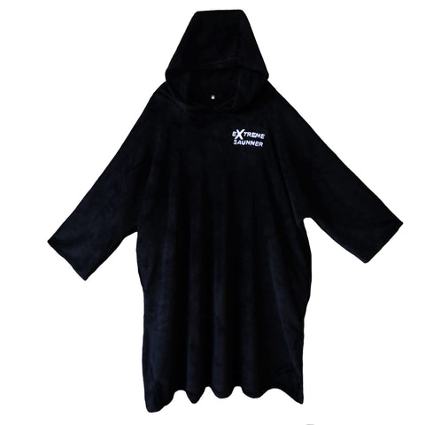 Someie EXTREME SAUNA Poncho, Lightweight, Fluffy, Men's, Women's, Sauna Poncho, Supervised by Sauna Owner, Sauna Goods, Microfiber, Black, One Size Fits Most
