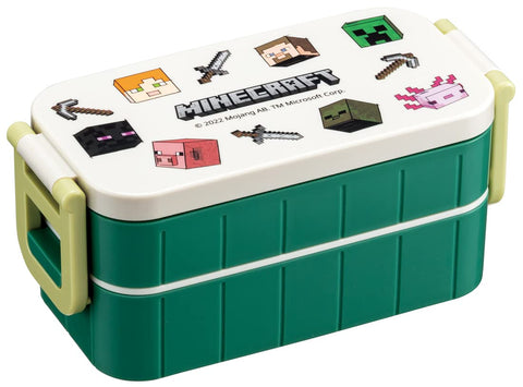 Skater YZW3AG-A Minecraft Explorer Lunch Box, 20.3 fl oz (600 ml), Antibacterial, 2-Tier, For Women, Made in Japan