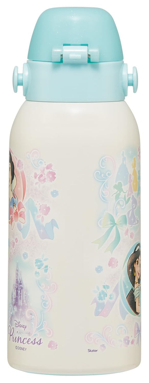 Skater STCH6 Children's Stainless Steel Water Bottle, Direct Drinking, 20.3 fl oz (600 ml), Children's Friendly Lightweight Type, Disney Princess, 25 Girls, Cold Insulated, Water Bottle, Sports