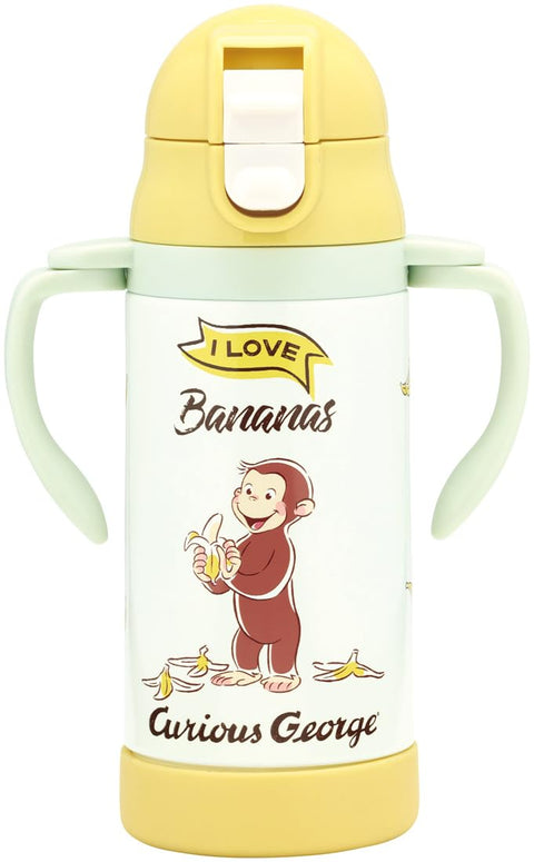 스케이터 (스케이터) 빨대가 달린 더블 핸드 스테인리스 스틸 물병 350ml 베이비 머그 큐리어스 조지 STWM3N-A