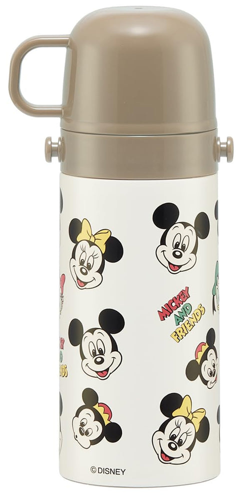 Skater SKCP3-A Children's Stainless Steel Water Bottle, 2-Way Direct Drinking, 14.2 fl oz (420 ml), Cup Drinking, 11.8 fl oz (350 ml), Mickey & Friends Cooking, Lightweight Type, For Girls, Boys,