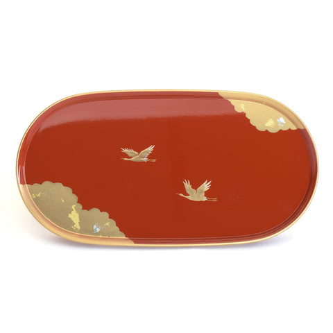 Maejyu 漆器 屠蘇器 Tokaki 光輝 朱 紅 鶴 金雲母 酒杯 銫子 屠蘇台 套裝 傳統工藝 山中塗 日本製造 7L-015