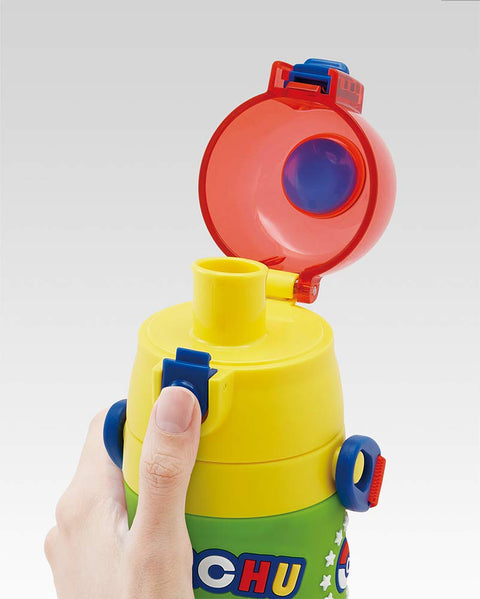 스케이터 (스케이터), 어린이용 스테인리스 스틸 물병, 다이렉트 드링크, 480ml, 포켓몬, 피카추, 어린이용, 경량, 단열, 포켓몬, 3D 입체 프린트, 물병, 스포츠 병, 귀여운, 어린이, 물병, 귀여운, 어린이, 어린이, 물병, 귀여운, 어린이, 어린이, 물병 SDPV5-A