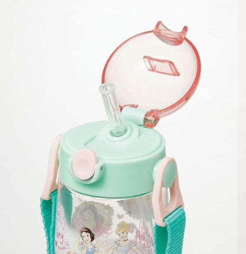 스케이터 (스케이터) 워터 보틀, 480ml, 아동용 빨대가 달린 투명 보틀, 디즈니 프린세스, 23명의 여아용, PDSH5
