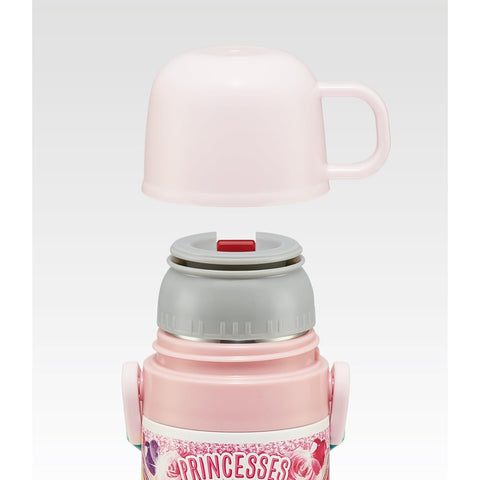 Skater SKDC4-A Children's Friendly, Lightweight, Stainless Steel, 2-Way Water Bottle, 15.2 fl oz (430 ml), Disney Princess, 24, For Kids, Direct Drinking, Cup Included, Stainless Steel