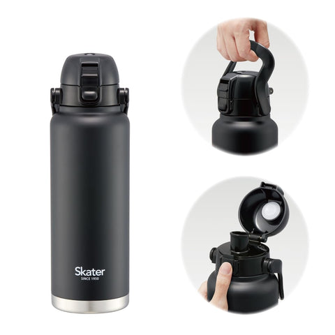 스케이터 (스케이터) 손잡이가 달린 다이렉트 보틀, 1200ml, 물병, 머그 보틀, 블랙, STD12H-A