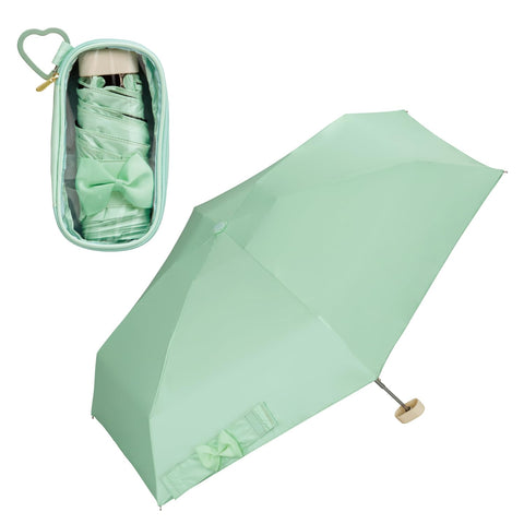 (2024) Wpc. Parasol Umbrella, Emerald/Mint, 100% Light Shading Rate, 100% UV Protection, UPF50+, Rain or Rain, For Both Rain and Shine, Folding Umbrella, Ribs, 18.5 inches (47 cm), Women's, Clear