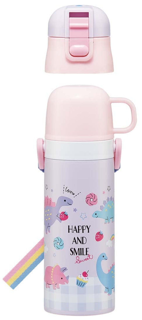 스케이터 (스케이터) 어린이용 스테인리스 스틸 물병, 투웨이, 다이렉트 드링크, 470ml, 컵 드링크, 430ml, Happy & Smile Rainbow, 어린이용, 경량 타입, 여아용, 보온/보냉 물병, 스포츠용 병, 귀여운 어린이, 어린이, 어린이, 물병, SKDC4-A