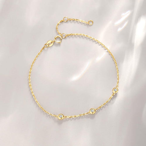 FANCIME ダイヤモンド ブレスレット レディース 3石 K18 ゴールド スリーストーン ラボグロウンダイヤモンド クリスマス 誕生日 記念日 プレゼント ギフトラッピング付き