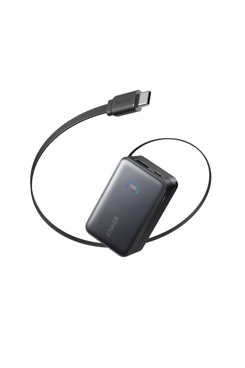 Anker Nano Power Bank (10,000mAh, 45W, Retractable USB-C Cable) 10,000mAh 45W Output / LED Display / Integrated USB-C Cable / Retractable Cable / Compatible with iPhone 17 / 16 / 15 Series / iPhone