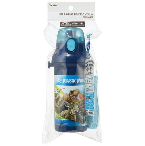 Skater PSB5SANAG-A Water Bottle, 16.9 fl oz (480 ml), Jurassic World 24, For Kids, Antibacterial, Plastic, Kid-Friendly, Lightweight, Made in Japan