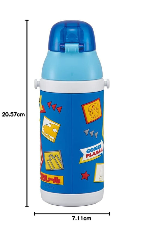 スケーター(Skater) ステンレス 子供用 水筒 380ml ストロー飲み 3D プラレール SSPV4 ブルー