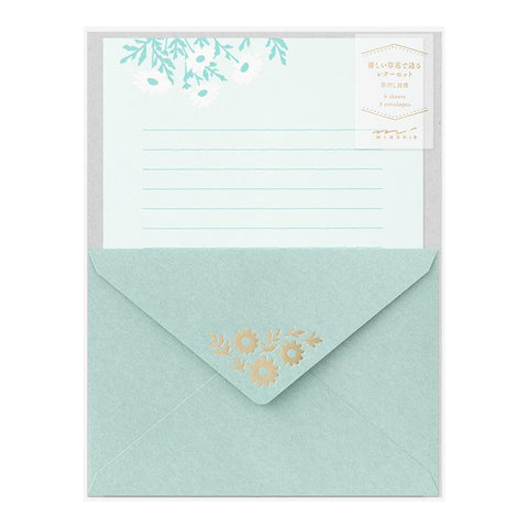 Midori 86515006 Letter Set Foil Stamped Envelopes, Margaret Pattern