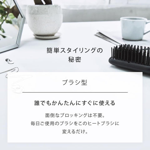 SALONIA Straight Heat Brush, Slim, Black, International Compatible, Max 210°C, 50W, Ceramic Coating, Malfunction Prevention, Negative Ion, SL-012BKS