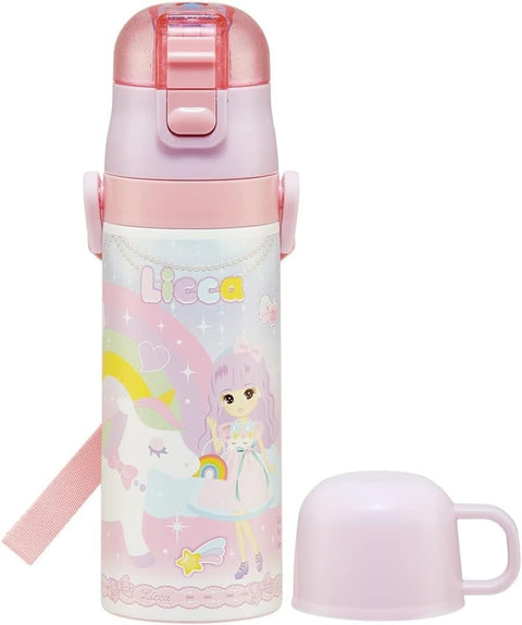스케이터 (스케이터) 어린이용 스테인리스 스틸 물병, 투웨이, 다이렉트 드링크, 470ml, 컵 드링크, 430ml, Licca-chan, 어린이용, 경량 타입, 여아용, 보온/단열 물병, 스포츠 보틀, 귀여운 어린이, 어린이, 어린이, 물병, SKDC4-A