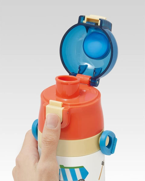 스케이터 (Skater) 어린이용 스테인리스 스틸 물병, 투웨이, 다이렉트 드링크, 470ml, 컵 드링크, 430ml, 워킹카, 경량 타입, 아동용, 경량 타입, 남아용, 보온/단열 물병, 스포츠 보틀, 귀여운 어린이, 어린이, 물병, SKDC4-A