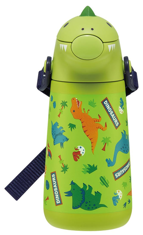Skater SSH4D-A 3D Stainless Steel Drinking Drinking Bottle, 12.5 fl oz (370 ml), Vacuum Double Layer, For Cold Insulation, Dinosaurus
