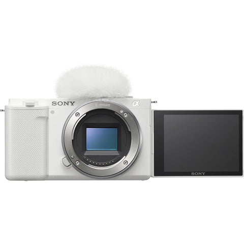 Sony Interchangeable Lens Vlog Camera Body (without Lens) Sony ZV-E10 Digital Camera W, VLOGCAM, Windscreen Included, White
