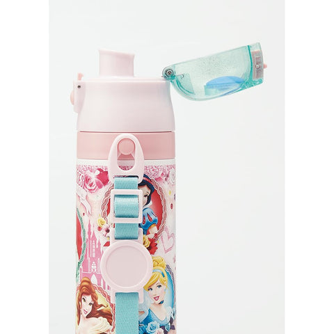 Skater SKDC4-A Children's Friendly, Lightweight, Stainless Steel, 2-Way Water Bottle, 15.2 fl oz (430 ml), Disney Princess, 24, For Kids, Direct Drinking, Cup Included, Stainless Steel