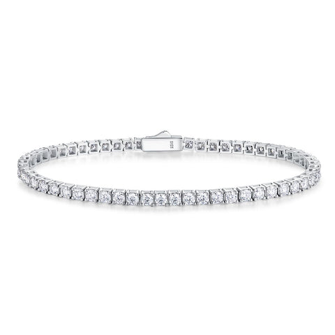 FANCIME Moissanite Women's Tennis Bracelet, Width 0.16 inch (3 mm), 0.2 inch (4 mm), 0.2 inch (5 mm), Tennis Bracelet, Sterling Silver, Gold Color, Silver, Reward, Christmas, Birthday, Anniversary