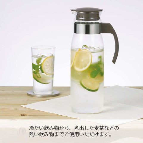 하리오 (Hario) 냉장고 포트 슬림 N 차콜 그레이 1400ml, 일본산, 선물, 선물, RPLN-14-CGR