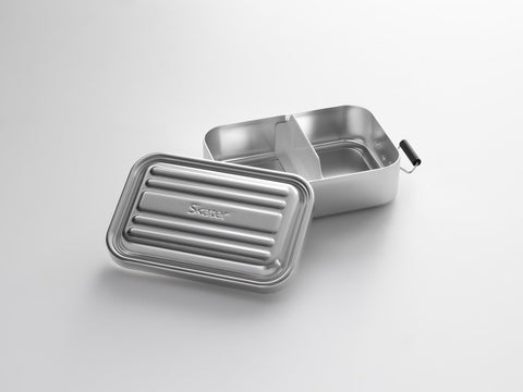 Skater AFT6B Domed Single-Tier Aluminum Lunch Box, 6.8 x 4.3 x 2.2 inches (172 x 108 x 56 mm), 20.3 fl oz (600 ml), For Adults, Kids, Stylish, Silver