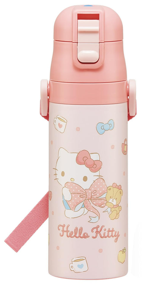 Skater SDC4 Sanrio Hello Kitty Stainless Steel Water Bottle, For Kids, Direct Drinking 16.5 fl oz (470 ml), Lightweight Type, For Girls, Cold Insulation, Water Bottle, Sports Bottle, For Kids