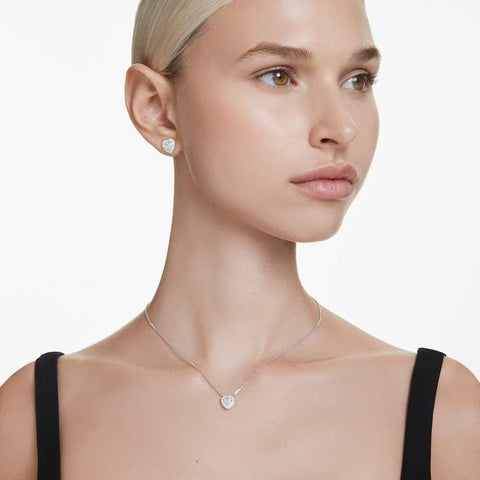 [Official] [Swarovski] Ariana Grande x Pendant, Mixed Cut, Heart, White, Rhodium Plating, Crystal, No Gemstone