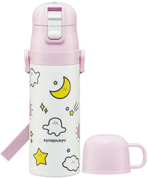 스케이터 (Skater) 어린이용 스테인리스 스틸 물병, 투웨이, 다이렉트 드링크, 470ml, 컵 드링크, 430ml, 시나푸슈, 아동용, 경량 타입, 남아용, 단열 물병, 스포츠용 병, 귀여운 어린이, 어린이, 어린이, 물병, SKDC4-A