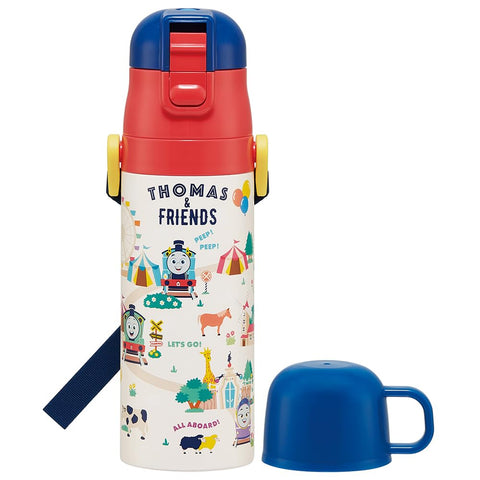 Skater SKDC4-A Children's Stainless Steel Water Bottle, 2-Way Direct Drinking, 16.5 fl oz (470 ml), Cup Drinking 15.2 fl oz (430 ml), Lightweight Type, For Kids, Children, Lightweight, For Boys, Heat