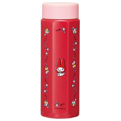스케이터 (Skater) 스테인리스 스틸 머그 보틀, 500ml, 잡기 편한, 팔각형 단열 물병, 마이 멜로디 플라워, 레트로 산리오 STO5-A