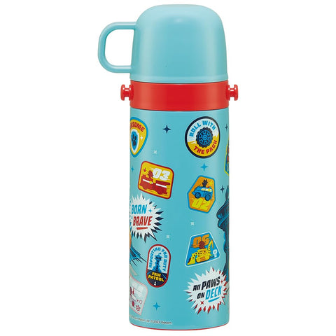 Skater SKDC4-A Children's Friendly, Lightweight, Stainless Steel, 2-Way Water Bottle, 15.2 fl oz (430 ml), Paw Patrol, 24, For Children, Direct Drinking, Cup Included, Stainless Steel