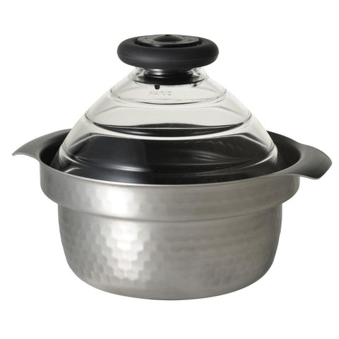 Hario GIS-200 Yukihira Rice Pot, Induction Heat Compatible, 1-3 Servings, Silver, Gift