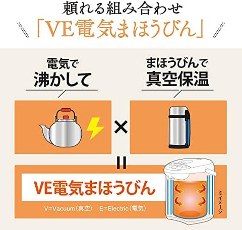 Zojirushi Electric Kettle, 3.0L, Yuyusei, Energy-Saving Type, VE Electric Thermos, 5 Temperature Settings, Brown, CV-GA30-TA