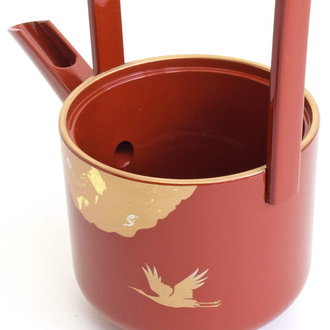 Maejyu 漆器 屠蘇器 Tokaki 光輝 朱 紅 鶴 金雲母 酒杯 銫子 屠蘇台 套裝 傳統工藝 山中塗 日本製造 7L-015