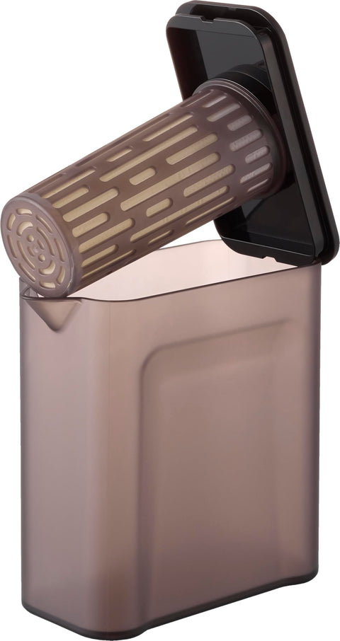 Yamazaki 1691 Shelvable Cold Water Bottle, 0.3 fl oz (1 L), Black, W3.2 x D6.6 x H6.3 inches (8.2 x 16.7 x 16 cm), Tower Dishwasher Safe, Heat Resistant, Includes Tea Strainer, Easy to Hold and Clean