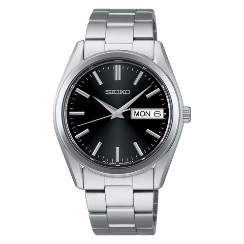 Seiko Selection S-Series Men's Analog Quartz Day-Date Wristwatch, Dial: Black, Bracelet Type