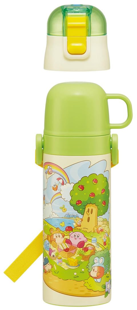 스케이터 (Skater) 어린이용 스테인리스 스틸 물병, 투웨이, 다이렉트 드링크, 470ml, 컵 드링크, 430ml, 어린이용, 경량 타입, 커비, 피크닉, 단열, 물병, 스포츠 보틀, 어린이, 어린이, 물병, SKDC4-A