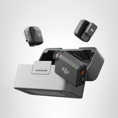DJI Mic Mini (2 TX + 1 RX + Charging Case) Pin Microphone Wireless Ultra Lightweight High Quality Audio 48 Hours Use Noise Cancelling Auto Limit Wireless Microphone for Camera/iPhone/Android Vlog