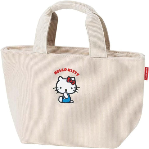 Skater KCOB2-A Corduroy Fabric, Cold Insulation, Lunch Bag, 11.8 x Depth 4.7 x Height 7.1 inches (30 x 12 x 18 cm), Wide Bag, Lunch Box Holder, Lunch Bag, Stylish, Cute, Sanrio Hello Kitty