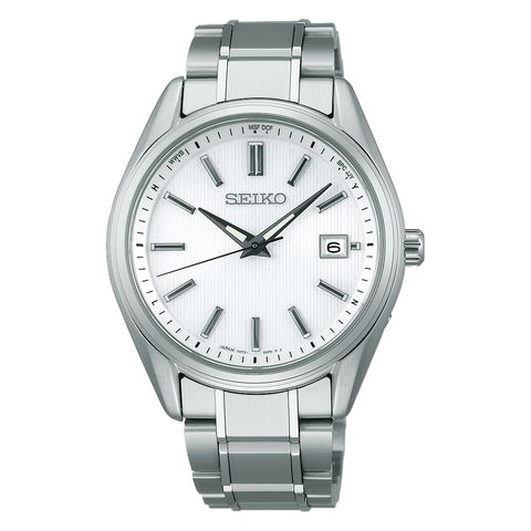 Seiko Selection S-Series Titanium Solar Radio Watch, silver/white, Bracelet Type