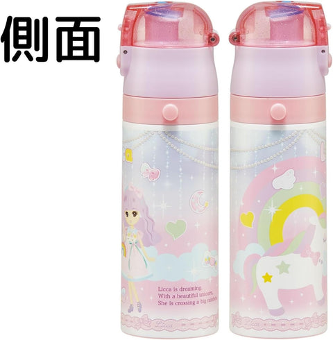 스케이터 (스케이터) 어린이용 스테인리스 스틸 물병, 투웨이, 다이렉트 드링크, 470ml, 컵 드링크, 430ml, Licca-chan, 어린이용, 경량 타입, 여아용, 보온/단열 물병, 스포츠 보틀, 귀여운 어린이, 어린이, 어린이, 물병, SKDC4-A