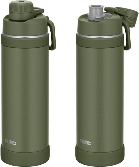 FJU-1000 KKI Thermos Water Bottle, Vacuum Insulated Sports Bottle, 0.3 gal (1 L) Khaki, Convenient Carrying Loop, Direct Drinking, Easy to Clean with Removable Spout for Cold Retention