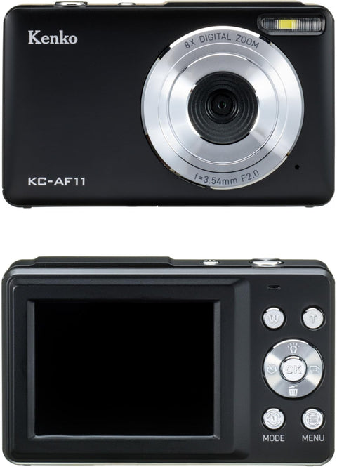 Kenko 446522 Compact Digital Camera KC-AF11 BK ST Battery Set of 2, 5 Megapixels, Autofocus Function, Lightweight, 3.6 oz (101 g), Black