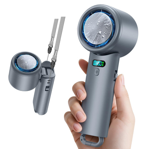 便携风扇 超高速暴风 【-25℃ 瞬间冷却・10000mAh大容量】 手持风扇 附带冷却板 100级风力调节 手持/挂脖/桌面/悬挂4way 7扇叶 强力 USB充电式 手持风扇 24小时持续 90°角度调整 附带颈带 LED剩余量显示 轻量 小型 迷你风扇 防中暑 小巧 静音 户外 办公室 礼物 (深灰色)