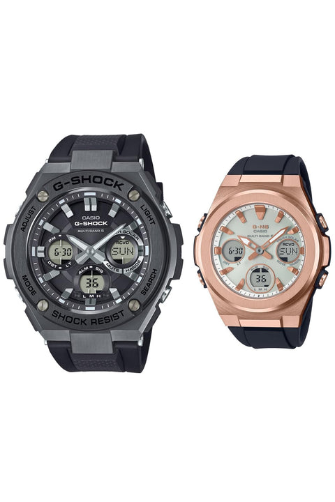 Casio Wristwatch, G-Steel & G-MS GST-W110MS / MSG-W600, black/black (pink gold)