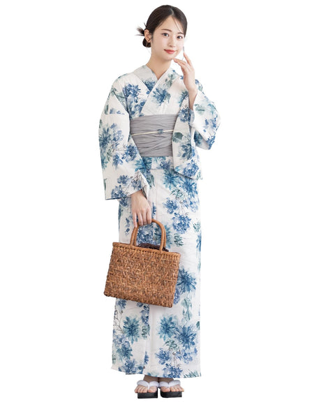 [SOUBIEN] ソウビエン 浴衣 4点 セット セパレート 新二部式浴衣 floro レディース (浴衣/兵児帯/伊達締め/下駄)
